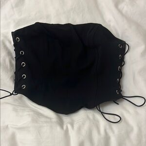 Black Corset Top with Lace-Up Sides